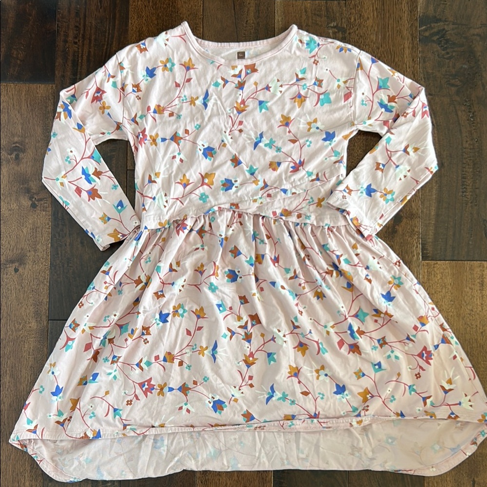 Tea Collection Pink and Blue Long Sleeve Crew Neck Sundress